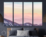 Foggy Mountains at Sunset Canvas Print // Landscape Pink Toned Sunset Mountain Fog From Top of Mountain View Wall Art