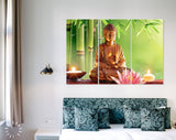 Buddha Canvas Print // Buddha Statue With Candles // Canvas Wall Art