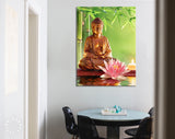 Buddha And Lotus Canvas Print // Buddha Statue With Lotus // Canvas Wall Art