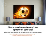 Burning Soccer Ball Canvas Print // Soccer Ball On Fire // Canvas Wall Art