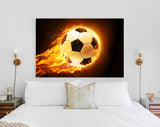 Burning Soccer Ball Canvas Print // Soccer Ball On Fire // Canvas Wall Art