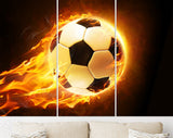 Burning Soccer Ball Canvas Print // Soccer Ball On Fire // Canvas Wall Art