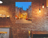Edinburgh Canvas Print // Colorful Victoria Street in Edinburgh Scotland at Night // Canvas Wall Decor