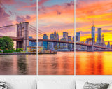 Lower Manhattan Canvas Print // Lower Manhattan Skyline and Brooklyn Bridge New York // Canvas Wall Art