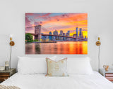 Lower Manhattan Canvas Print // Lower Manhattan Skyline and Brooklyn Bridge New York // Canvas Wall Art