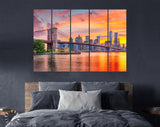 Lower Manhattan Canvas Print // Lower Manhattan Skyline and Brooklyn Bridge New York // Canvas Wall Art