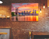 Lower Manhattan Canvas Print // Lower Manhattan Skyline and Brooklyn Bridge New York // Canvas Wall Art