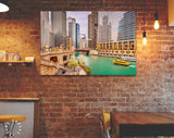 Chicago Canvas Print // Chicago Illinois USA Sightseeing Cruise And Skyline On The River. // Canvas Wall Decor