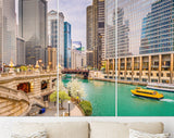 Chicago Canvas Print // Chicago Illinois USA Sightseeing Cruise And Skyline On The River. // Canvas Wall Decor