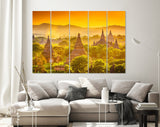 Myanmar Temples Canvas Print // Bagan Myanmar Temples In The Archaeological Zone // Canvas Wall Decor