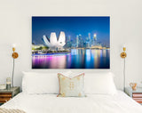 Singapore Canvas Print // Singapore Skyline At The Marina During Twilight // Canvas Wall Decor