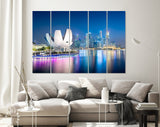 Singapore Canvas Print // Singapore Skyline At The Marina During Twilight // Canvas Wall Decor