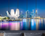 Singapore Canvas Print // Singapore Skyline At The Marina During Twilight // Canvas Wall Decor