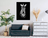 Zebra Canvas Print // Burchell's Zebra Black And White Portrait // Canvas Wall Art