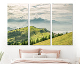 Mountain View Canvas Print // Beautiful view on Lake Lucerne, Mount Pilatus and Swiss Alps from top of Rigi Kulm Wall Art