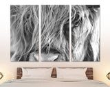 Highland Cow Wall Decor // Highland Cow Black and White Canvas Print