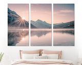 Foggy Mountain Lake at Sunrise Canvas Print // Beautiful Lake With Fog in Mountain Valley at Sunrise Wall Art