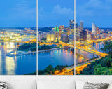 Pittsburgh Canvas Print // Pittsburgh Pennsylvania USA Downtown Skyline // Canvas Wall Decor