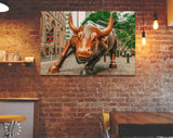 Charging Bull Canvas Print // Wall Street Bull Wall Decor // The Symbol of Aggressive Financial Optimism and Prosperity