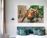 Charging Bull Canvas Print // Wall Street Bull Wall Decor // The Symbol of Aggressive Financial Optimism and Prosperity