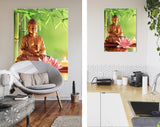 Buddha And Lotus Canvas Print // Buddha Statue With Lotus // Canvas Wall Art