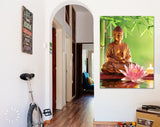 Buddha And Lotus Canvas Print // Buddha Statue With Lotus // Canvas Wall Art