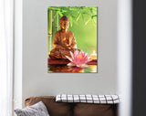 Buddha And Lotus Canvas Print // Buddha Statue With Lotus // Canvas Wall Art