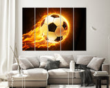 Burning Soccer Ball Canvas Print // Soccer Ball On Fire // Canvas Wall Art