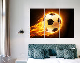 Burning Soccer Ball Canvas Print // Soccer Ball On Fire // Canvas Wall Art