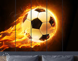 Burning Soccer Ball Canvas Print // Soccer Ball On Fire // Canvas Wall Art