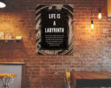 Labyrinth Canvas Print // Life Is A Labyrinth // Sepia Canvas Wall Decor