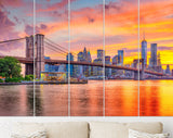 Lower Manhattan Canvas Print // Lower Manhattan Skyline and Brooklyn Bridge New York // Canvas Wall Art