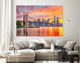 Lower Manhattan Canvas Print // Lower Manhattan Skyline and Brooklyn Bridge New York // Canvas Wall Art