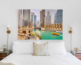 Chicago Canvas Print // Chicago Illinois USA Sightseeing Cruise And Skyline On The River. // Canvas Wall Decor