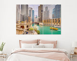 Chicago Canvas Print // Chicago Illinois USA Sightseeing Cruise And Skyline On The River. // Canvas Wall Decor