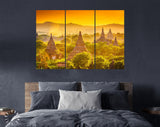 Myanmar Temples Canvas Print // Bagan Myanmar Temples In The Archaeological Zone // Canvas Wall Decor