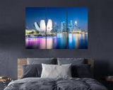 Singapore Canvas Print // Singapore Skyline At The Marina During Twilight // Canvas Wall Decor