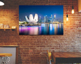 Singapore Canvas Print // Singapore Skyline At The Marina During Twilight // Canvas Wall Decor