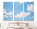 Blue Sky and Clouds Canvas Print // Blue Sky with White Cloud Landscape Wall Art