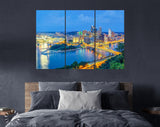 Pittsburgh Canvas Print // Pittsburgh Pennsylvania USA Downtown Skyline // Canvas Wall Decor