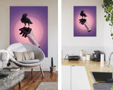 Raven Canvas Print // Raven on woman's hand // Black Crow Wall Art