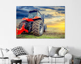 Tractor Canvas Print // Agricultural tractor working in the field at sunset // Canvas Wall Decor