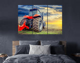 Tractor Canvas Print // Agricultural tractor working in the field at sunset // Canvas Wall Decor