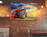 Tractor Canvas Print // Agricultural tractor working in the field at sunset // Canvas Wall Decor