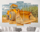 Wheel Loader Canvas Print // Bulldozer moving dirt on the construction site // Canvas Wall Decor