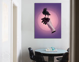 Raven Canvas Print // Raven on woman's hand // Black Crow Wall Art