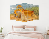 Wheel Loader Canvas Print // Bulldozer moving dirt on the construction site // Canvas Wall Decor