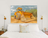 Wheel Loader Canvas Print // Bulldozer moving dirt on the construction site // Canvas Wall Decor