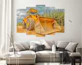 Wheel Loader Canvas Print // Bulldozer moving dirt on the construction site // Canvas Wall Decor