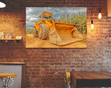 Wheel Loader Canvas Print // Bulldozer moving dirt on the construction site // Canvas Wall Decor